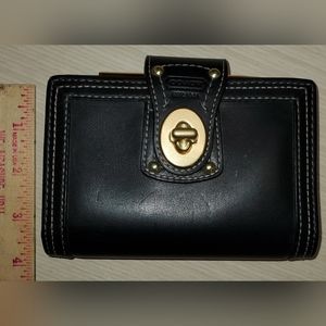 COACH Address Book/Wallet Black Leather  Flap Turnlock Closure New